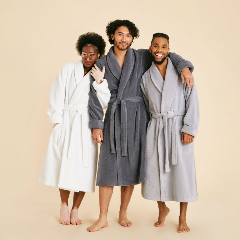 Cotton terry dressing gown - Dark grey - Home All | H&M IN